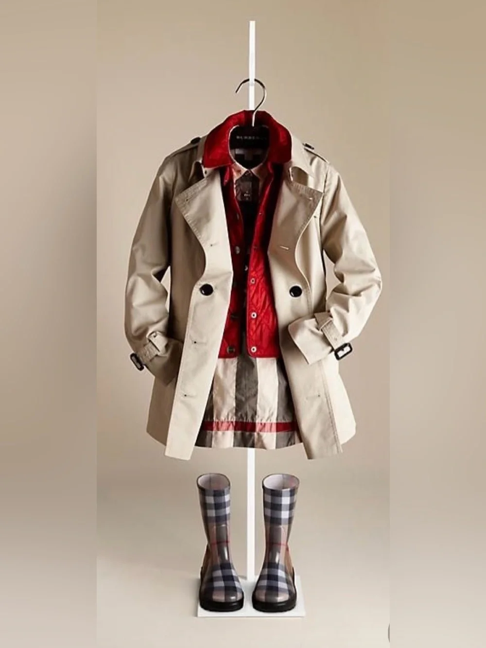 Burberry Kids Nova Check Rubber Rain boots, Size 9-10 US or 27-28 EU